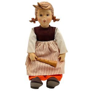 M. J. Hummel 15" Birthday Serenade Girl Doll Vtg 80s Porcelain Accessory Horn